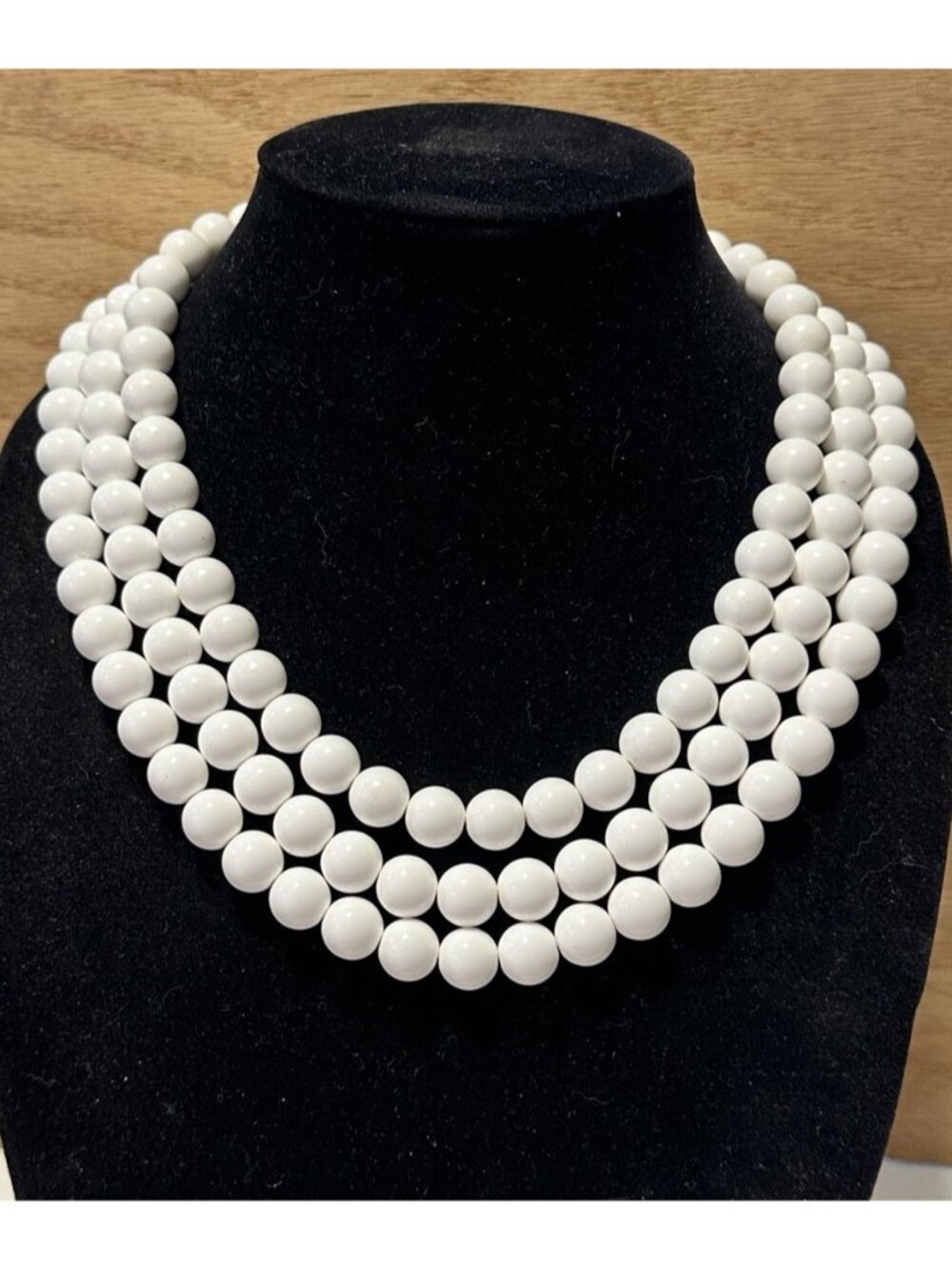 Monet Milk White Faux Pearl Beaded Necklace Multistrand Wedding Statement